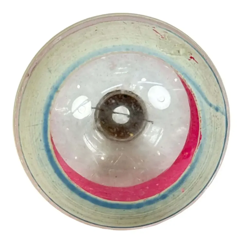 Vtg Shiny Brite 3” Unsilvered Glass Ornament Pink White Stripes WWII Christmas